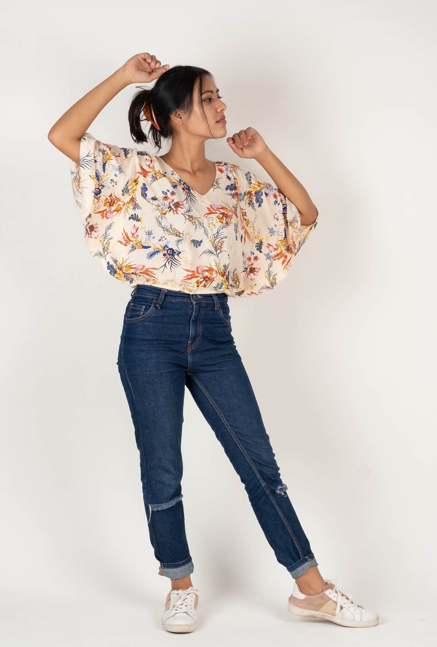 Floral Print Kaftan Top