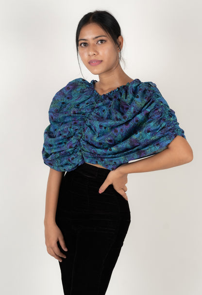 Peacock Print Ruch Top