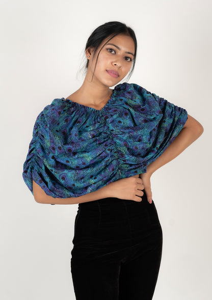 Peacock Print Ruch Top