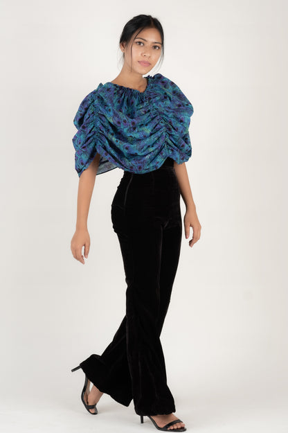 Peacock Print Ruch Top