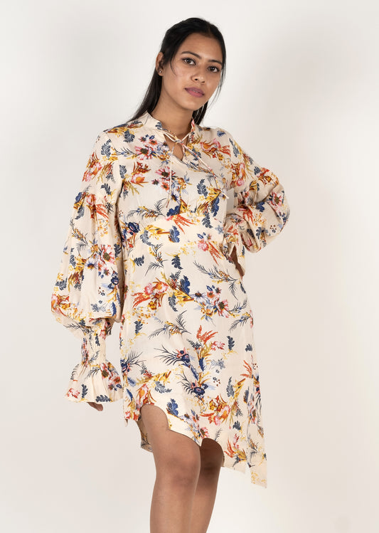 Floral Print Asymmetric Dress