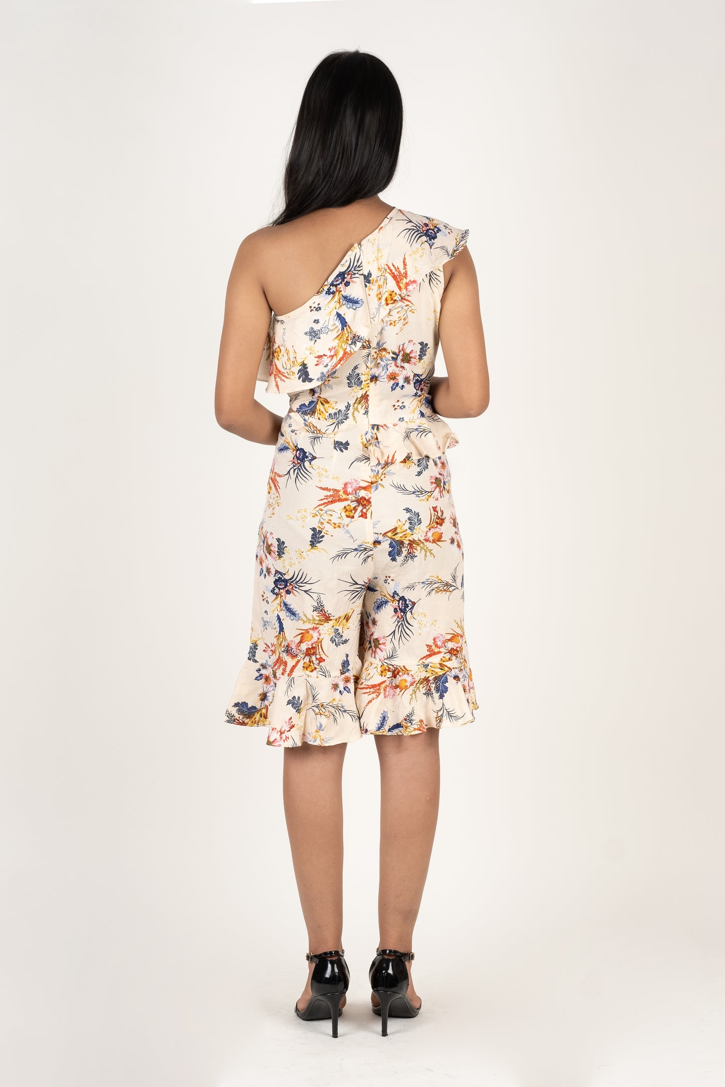 Floral Print One Shoulder Jumpsuit