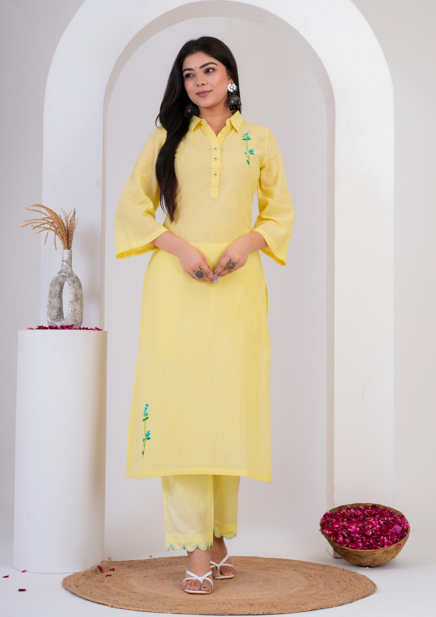 Straight collar kurta