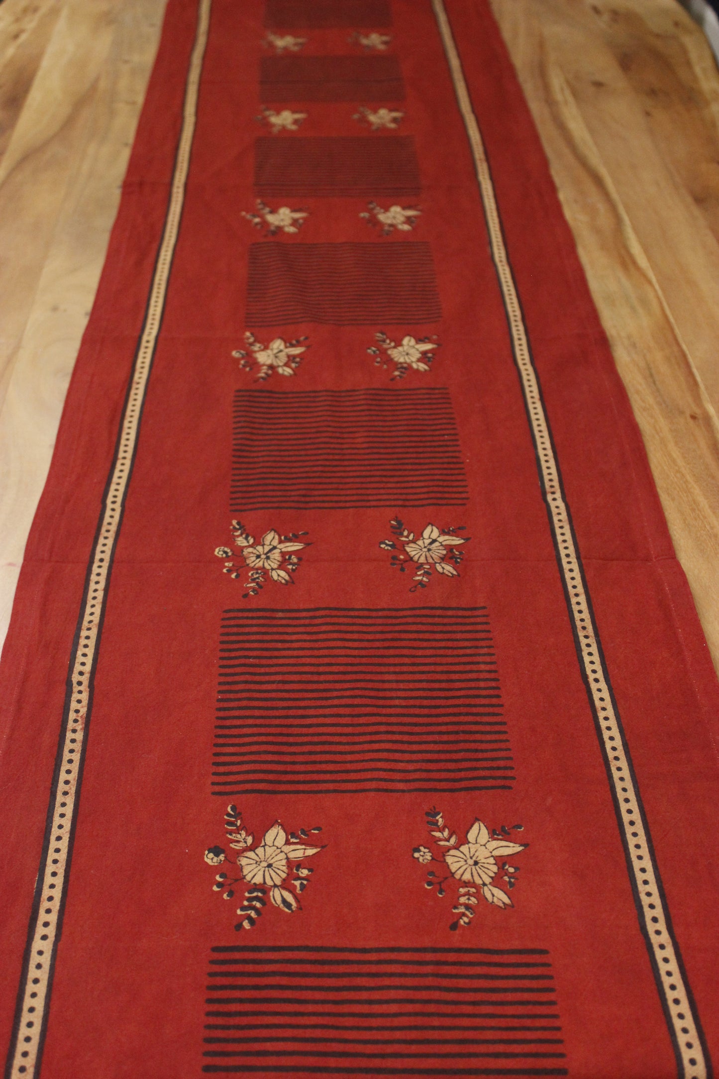 Block printed table runner